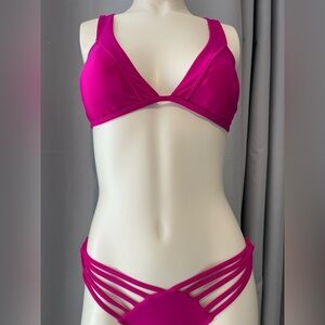 Express 2 Pc Swimsuit Strappy Set - Hot Pink S/M NWOT